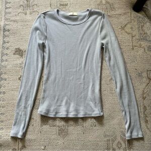 T. La Ribbed Long Sleeve in Light Blue Size XS